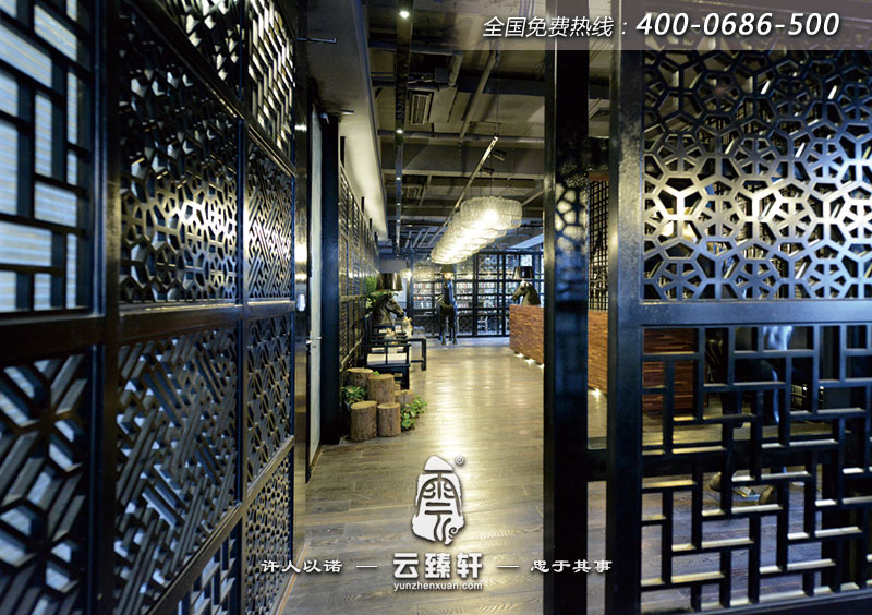 新中式辦公室前臺設(shè)計(jì)效果圖